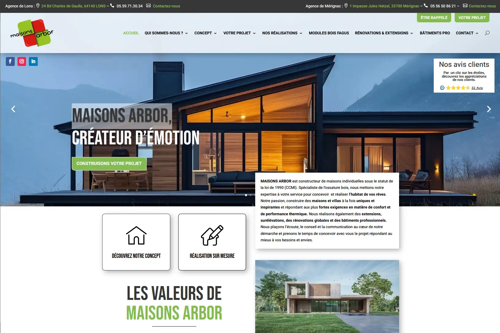 Nouveau site internet Maisons Arbor une création SLCOM